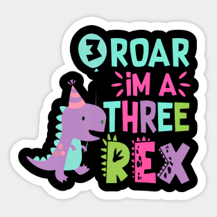 3rd Birthday Dinosaur GirlRex Matching Family Party Three Sticker